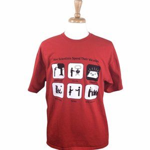 Gildan | Sz XL Red Scientist Vacation T-shirt Short Sleeve